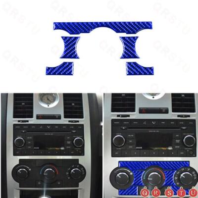 5Pcs Blue Carbon Fiber A/C Climate Control Cover Trim For Chrysler 300 2008-2010