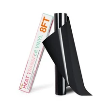 HTVRONT HTV Vinyl Rolls Heat Transfer Vinyl - 12" x 8ft Black HTV Vinyl for S...