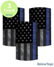 New 3-Packs Police Thin Blue Line Neck Gaiter USA Patriotic Face Mask Balaclava