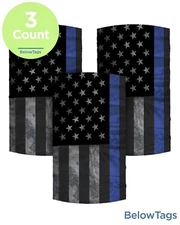 New 3-Packs Police Thin Blue Line Neck Gaiter USA Patriotic Face Mask Balaclava