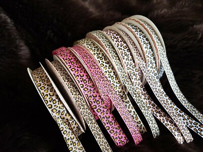 Bertie's Bows LEOPARDENDRUCK grobkörniges Band 9 mm & 16 mm - 5 Farben/Längen