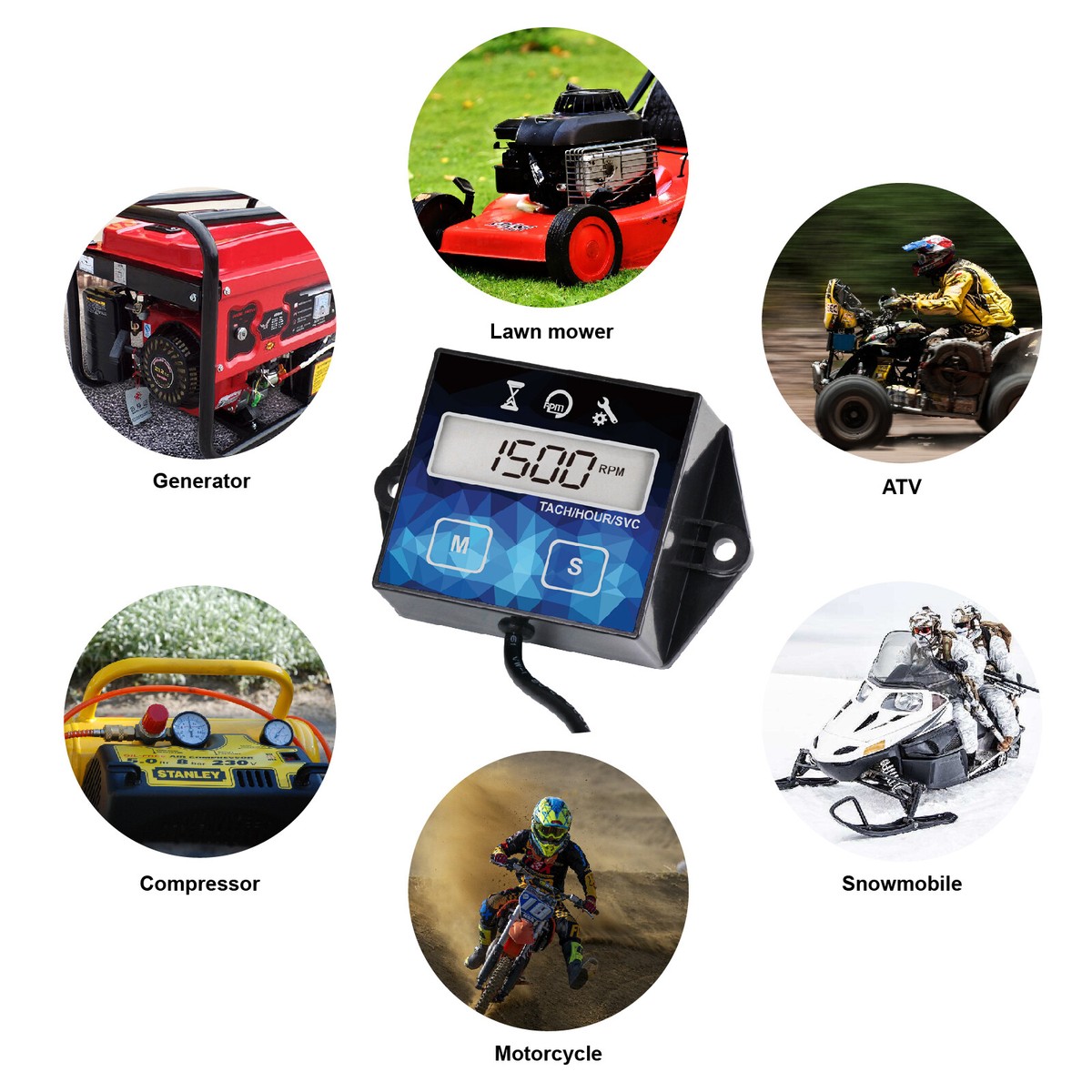 Chainsaw Gas Can Self-Powered Digital Tachometer Hour Meter ...