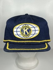 Vintage Kiwanis International Full Blue Denim Hat Cap Made In USA Size Large