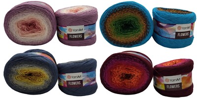 500g YarnArt Flowers Bobbel Wolle Farbverlauf, 55% Baumwolle, Strickwolle bunt