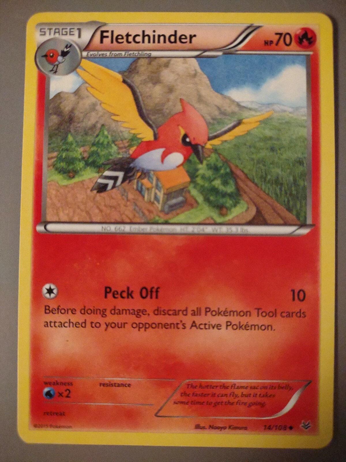 Pokemon - Roaring Skies - Fletchinder - 14/108 - Reverse Holo - NM/M - NEW