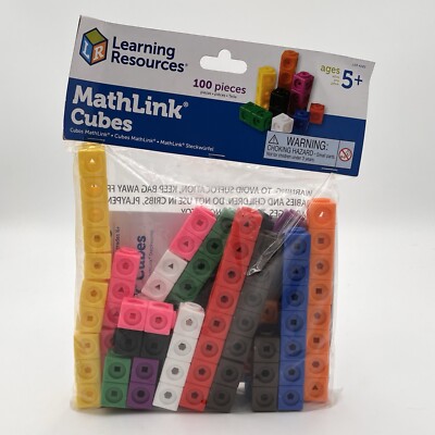 Learning Resources Mathlink Cubes - Set of 100 Cubes, Ages 5+ Kindergarten, STEM