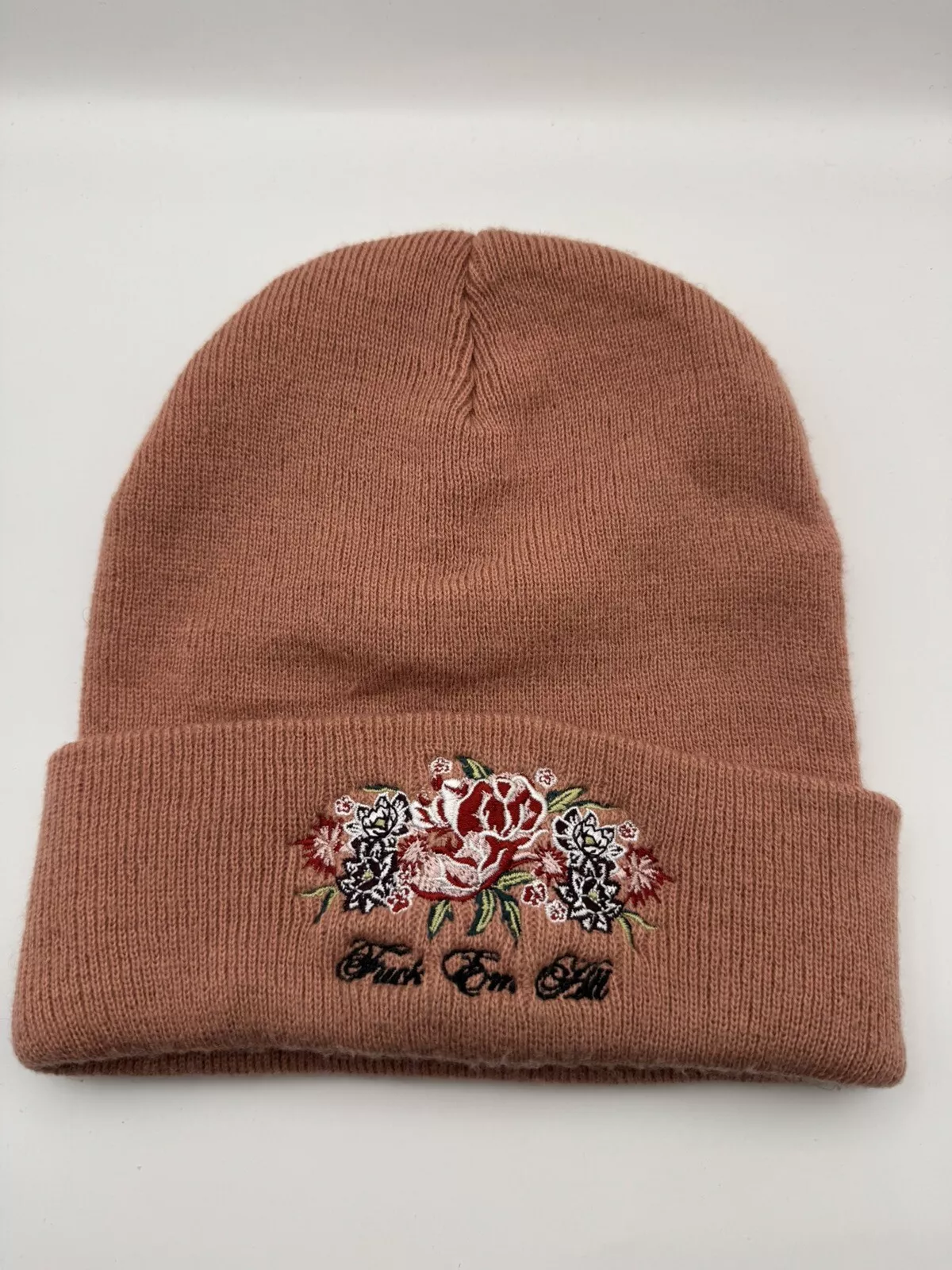 Casquette hiver SUPREME FW17 Beanie F Em tout bouquet rose logo rare