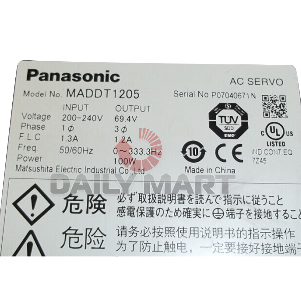 Modulo Driver Servo Panasonic MADDT1205 - Ingresso 200-240VAC Uscita 69.4V