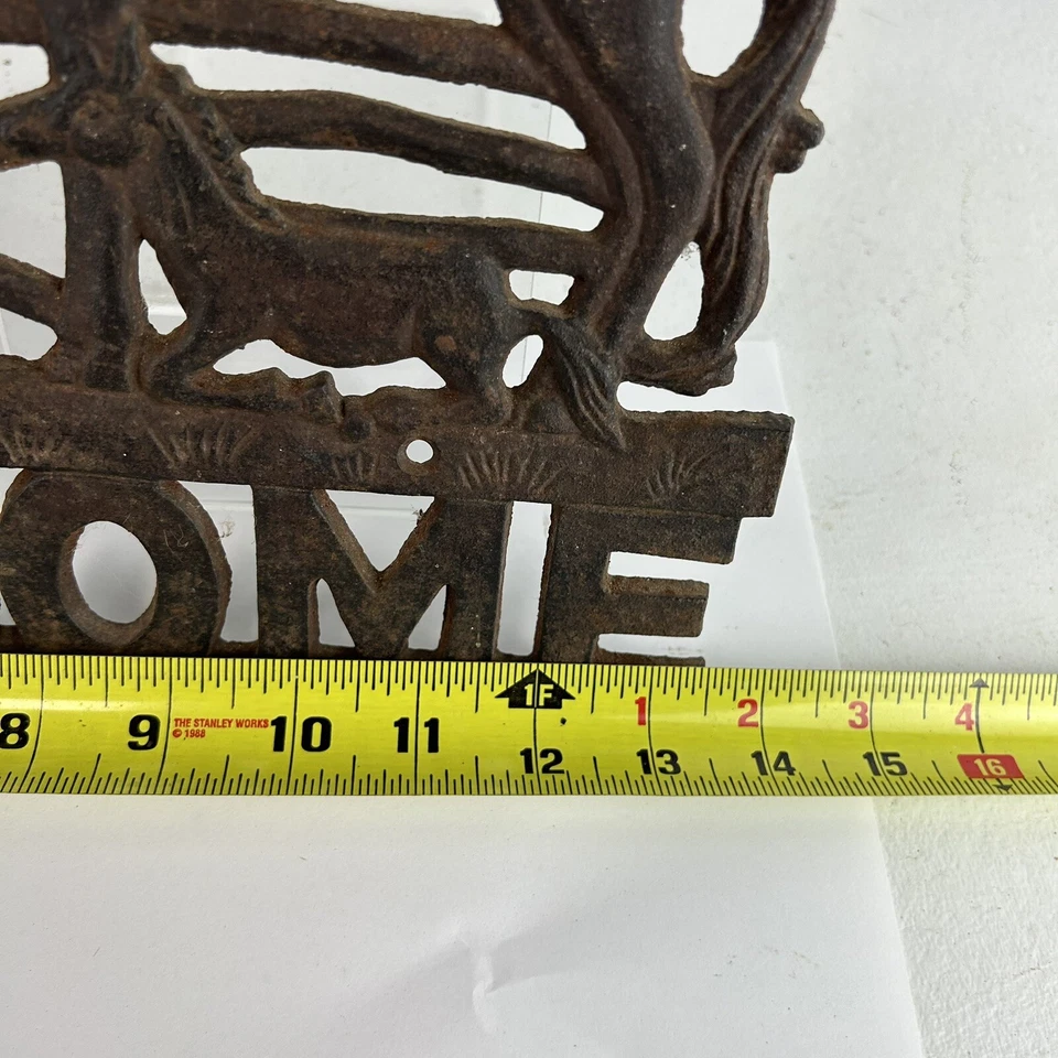 Letrero de bienvenida de hierro fundido caballo yegua potro pared rancho granja ecuestre occidental Foto 4 de 4