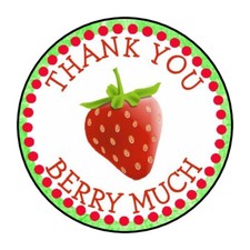 30 1.5" THANK YOU BERRY STRAWBERRY ROUND STICKERS ENVELOPE SEALS FAVOR LABELS