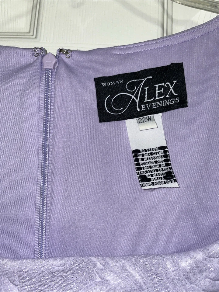 Vestido ALEX EVENINGS Talla Grande 22W Encruzado y Púrpura Transparente Foto 3 de 4