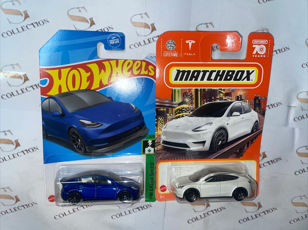 テスラ青色　TESLA MODEL Y　マッチボックス　ホットウィール　モデルY Hot Wheels Tesla Model Y Blue & Matchbox Tesla Model Y White
