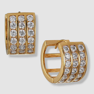 Authentic $195 Devon Leigh Women's 24k Gold Plated Illusion Huggie Hoop Earrings