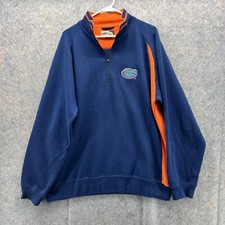 Florida Gators Sweater Men Large Blue 1/4 Zip Sweatshirt Pullover Russell Vtg