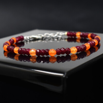 Facettiertes 24 kt natürliches 6 Zoll langes Onyx Perlen Armband Schmuck JK-03E341
