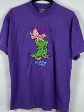 Vintage The Disney Store Dopey Embroidered Tee Shirt Purple Large F71