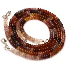 Natural Multi Spinel Gemstone 5 mm Size Smooth Rondelle Shape Beads 16" Necklace