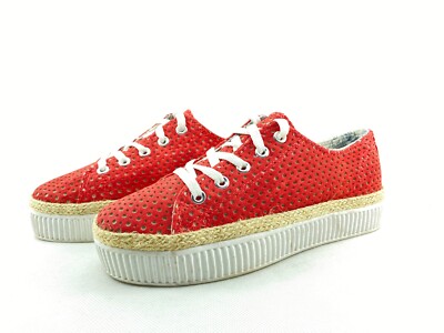 Kylie Crazy Damen Sneaker Turnschuhe Halbschuhe Schnürschuhe Rot Gr. 38 (UK5)