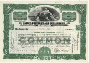 Stock Certificate, "United Printers and Publishers"
