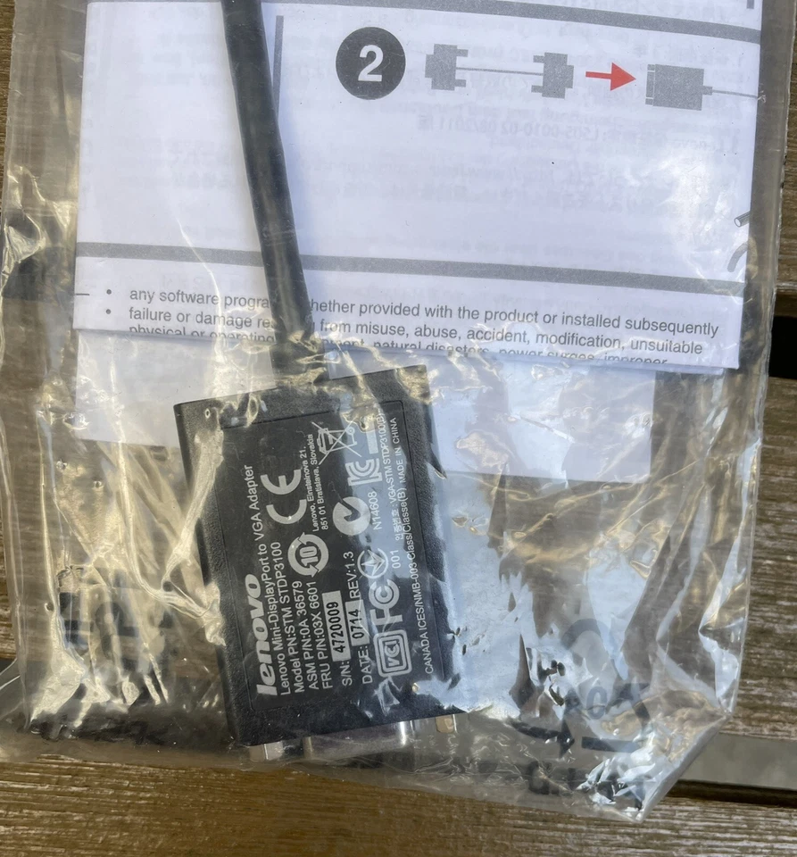 Genuine LENOVO MINI-DISPLAYPORT-VGA ADAPTER 0A36536 OEM - Image 4 of 4