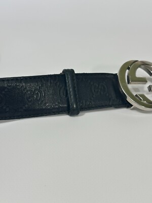 Authentic Gucci Belt Guccissima Monogram Black Interlocking G