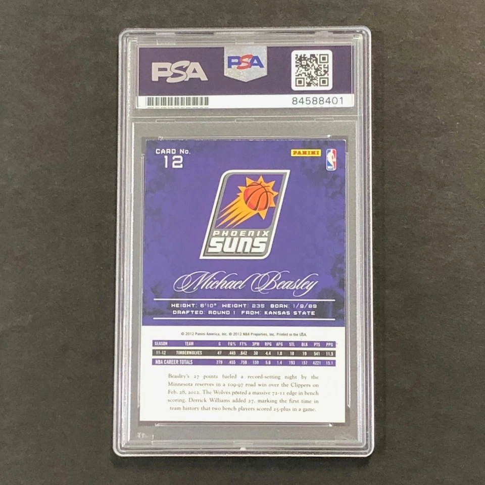 2012-13 Panini Prestige #12 Michael Beasley Signed Card AUTO PSA Slabbed Suns - Image 2 of 2