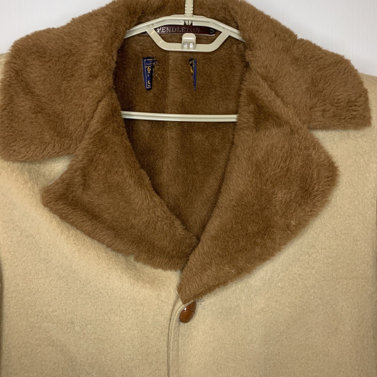 Vintage Sir Pendleton Camel Wool Sherpa Short Trench 70s Sz Large