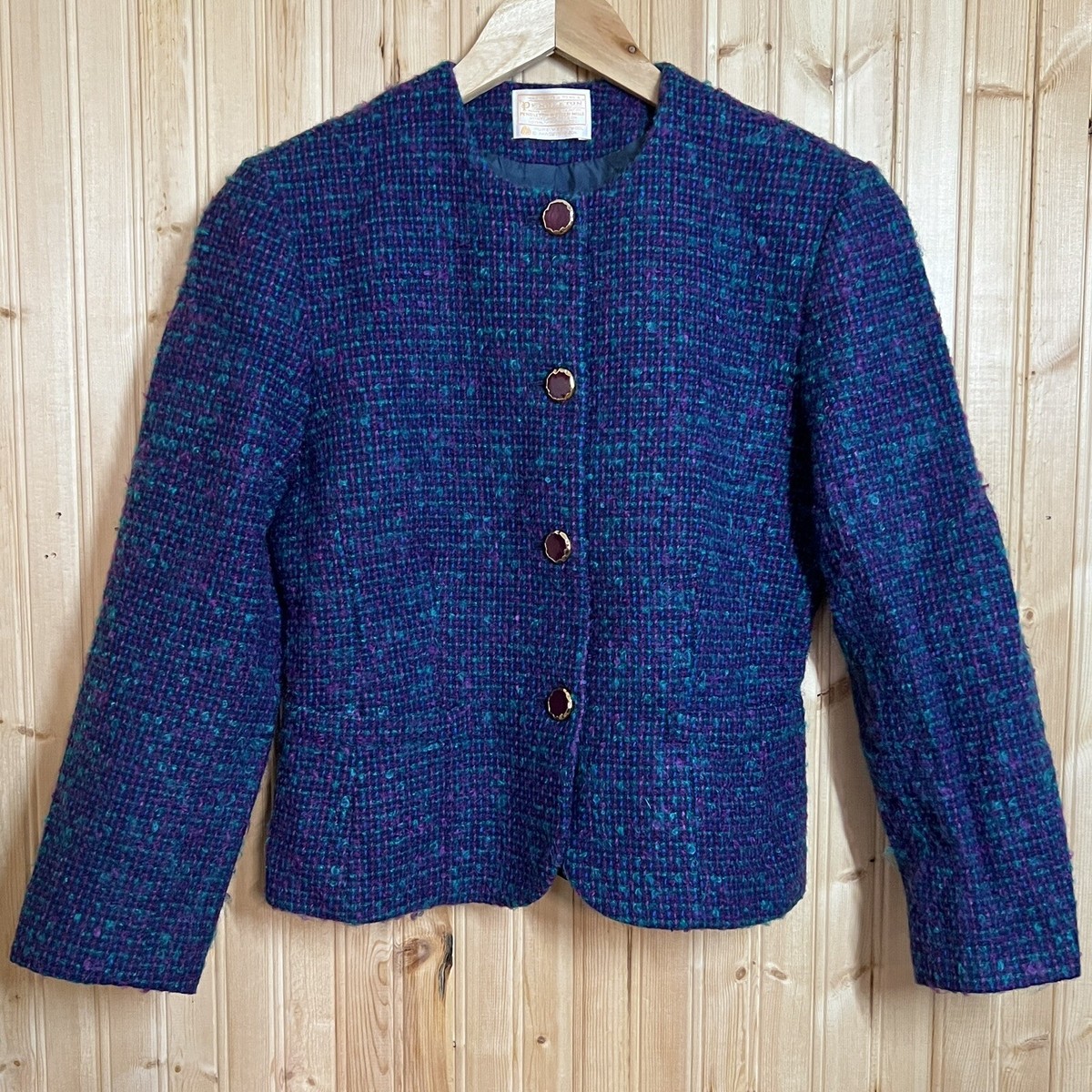 希少 Pendleton ウールジャケット HORIZON CROSS VTG 80s PENDLETON USA Men's M Blue Wool Field Jacket Cushman