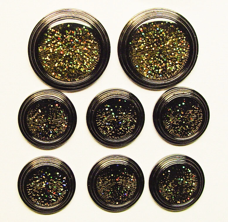 Unknown Brand Set of 8 Acrylic Face MultiColor Glitter Starburst Plastic Button - Image 3 of 4