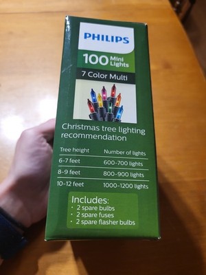 Philips 100 Mini Christmas Tree Lights 7 Color Multi Indoor