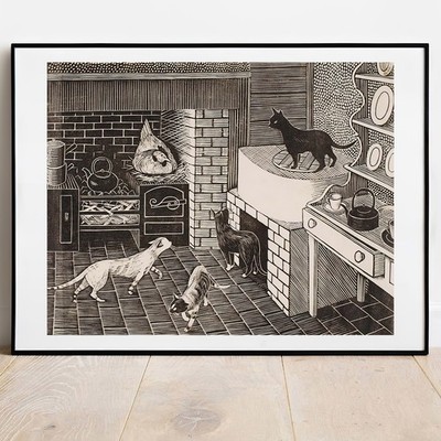 Kunstdruck Tirzah Garwood A Kitchen Full of Cats Giclée Poster Katze