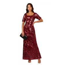 NWT Adrianna Papell Women's Square-Neck Sequin Gown Event Glam Glitz Sparkle 2