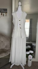 Amanda Womens White 2pc Vest & Pleated Maxi S...