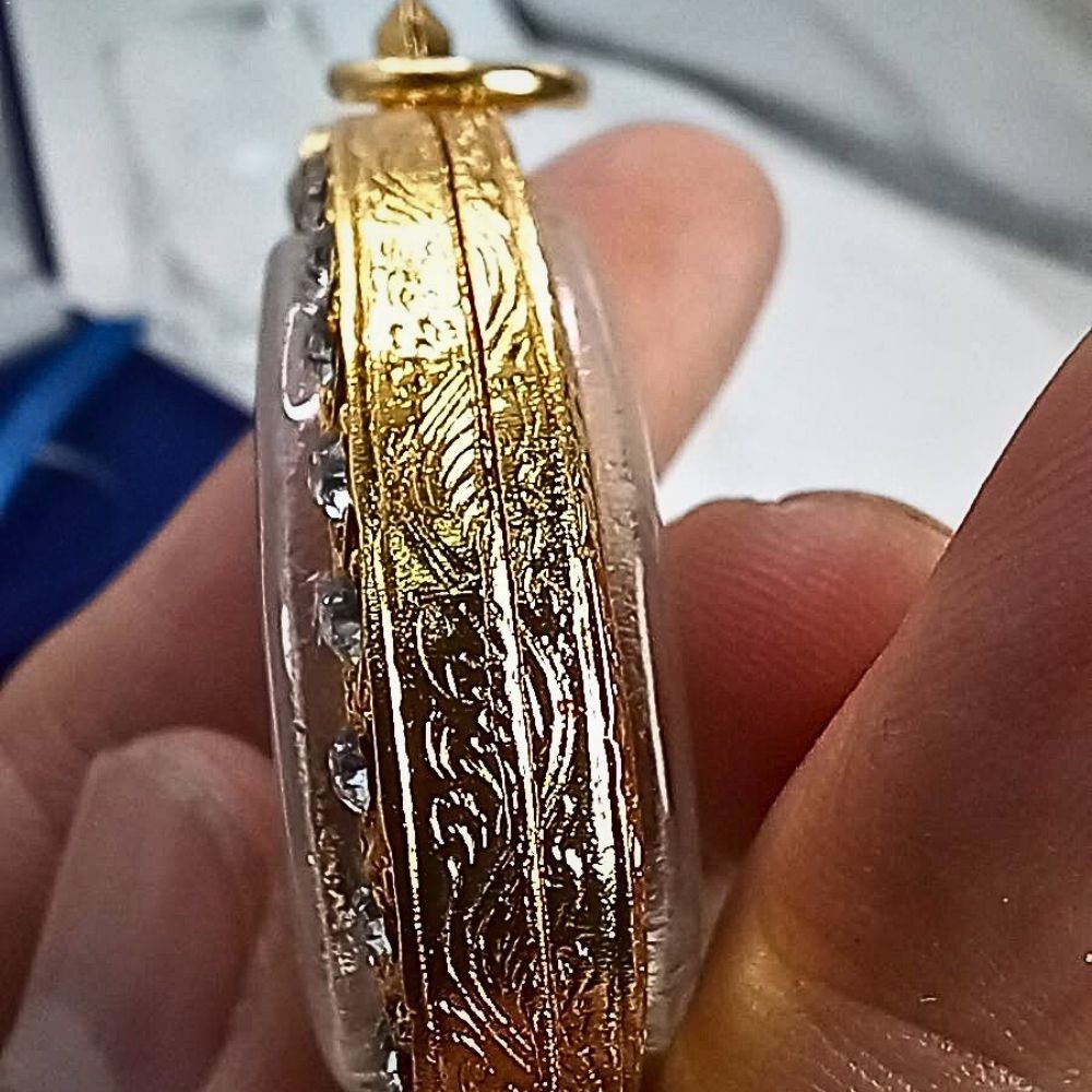 LP MAHASILA  PHAHURAMAN SILVER GOLD MICRON  FRAME THAI AMULET  PENDANT BUDDHA