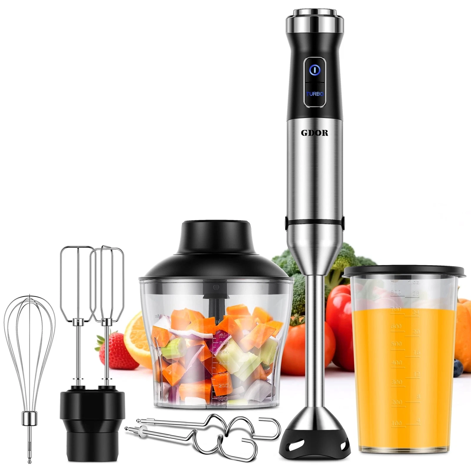 NEW 1000W Handheld Hand Blender 6-in-1 Immersion with Chopper, Whisk and Frother
Opens in a new wind