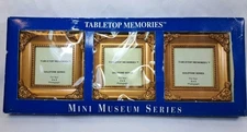 Tabletop Memories Mini Museum Series 99770812 Set of 3 Goldtone 3x3 Picture Fram