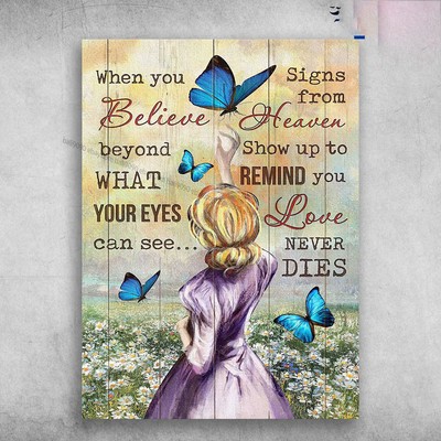 Girl Butterfly, Flower Field - When You Believe Beyond, What Your Eyes Can Se...