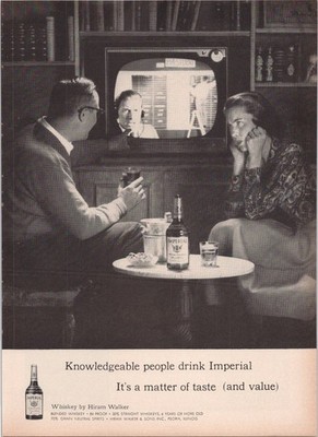 Vintage Imperial Whiskey Hiram Walker 1960 Magazine Print Ad TV Living Room