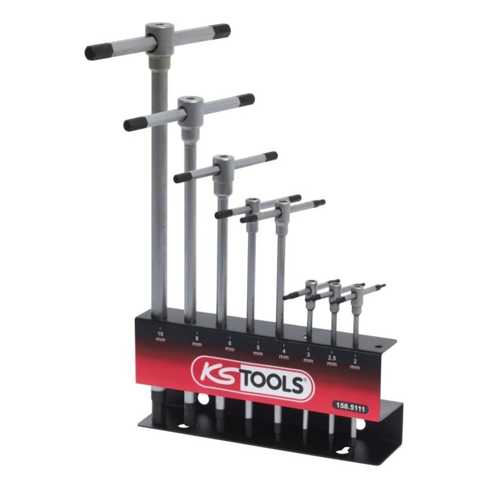 Présentoir de clés 6 pans poignée T KS Tools 8 pièces pour outillage garage et mécanique
