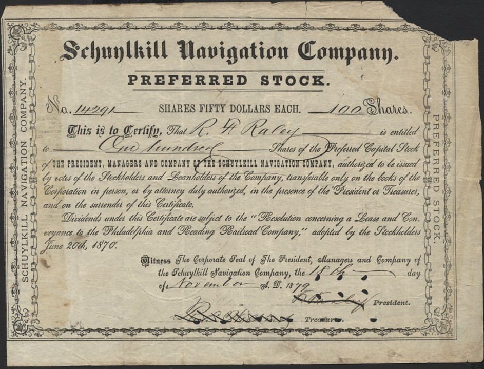 SCHUYLKILL NAVIGATION COMPANY 1879