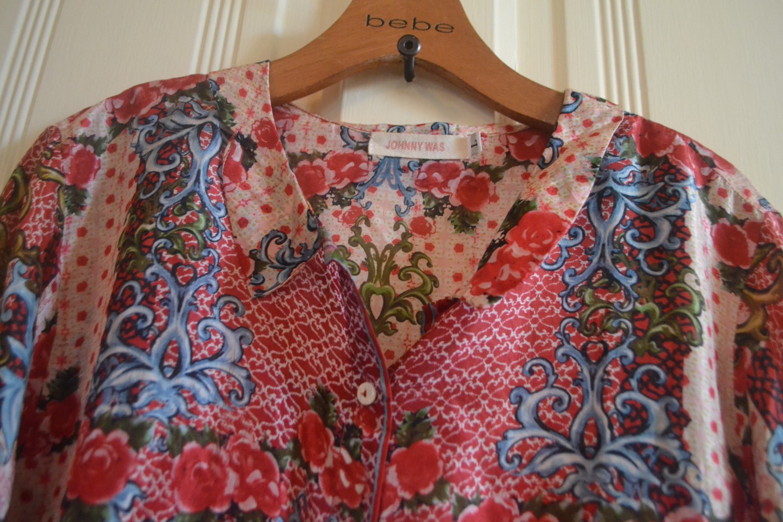 RED AND BLUE PATTERNED BUTTON DOWN LONG SLEEVE SI… - image 2