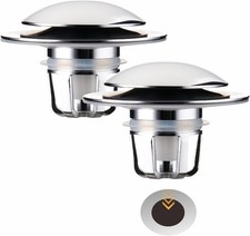 2 Pack Chrome Bathroom Sink Drain Stopper Replacement, 2-in-1
