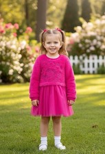 Strawberry Shortcake Toddler Girls Pin Faux Fur  Tulle Tutu Dress Glitter