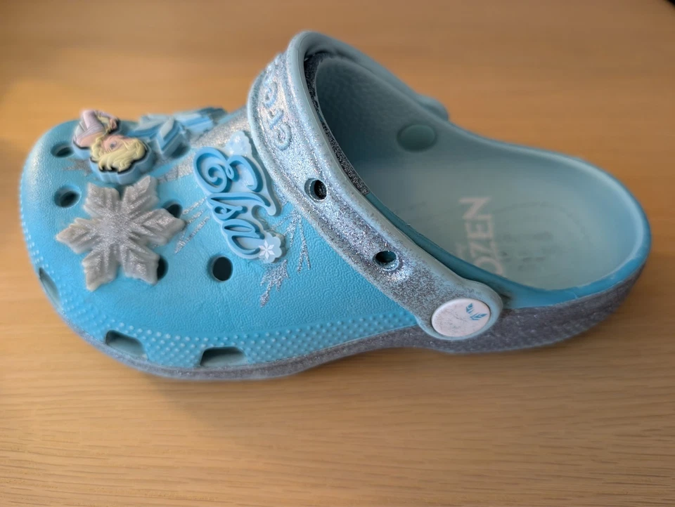 Disney Frozen Crocs Clogs Kids Size 13 – Elsa & Olaf Blue Glitter - Image 4 of 4