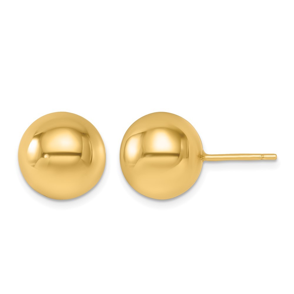 14K Yellow Gold Polished 12.0mm Ball Post Stud Earrings L-12 mm, W-12 mm 3.26gm