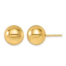 14K Yellow Gold Polished 12.0mm Ball Post Stud Earrings L-12 mm, W-12 mm 3.26gm