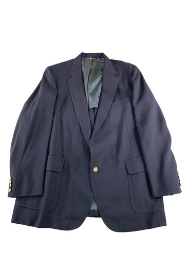 Vintage Eagle Clothes Blazer Mens Large Navy Blue Gold Button Sport Coat Lined