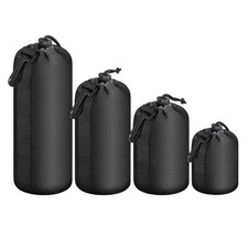 4-Piece Black Camera Lens Pouches Small Medium Large XL for Protection