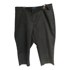 Dockers Women Crop Casual Trousers Size 18 W36 L22 Black Cotton Poly Spandex