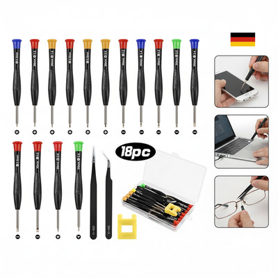 Flintronic Mini Schraubenzieher Set, 18 Stück Brillen Schraubendreher, 15 Uhrmac